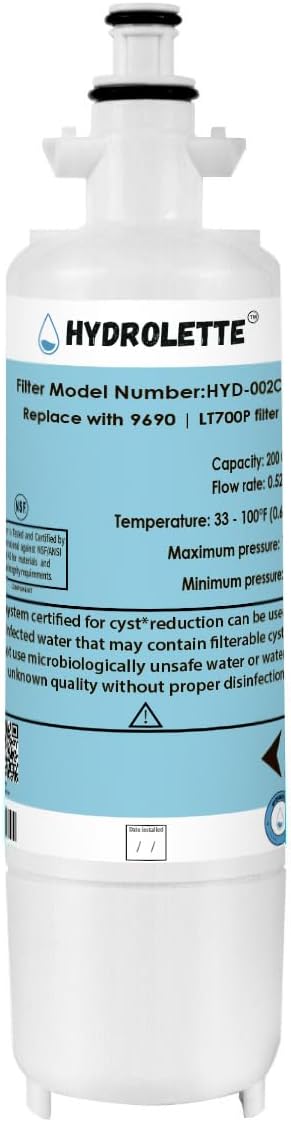 Water Filter Replacement for LG LT700P, HYD-002C Compatible with Kenmore 9690 469690 R-9690 ADQ36006101 ADQ36006102 LFXS29766S LFX31925ST 1 Pack