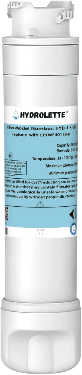 Water Filter Replacement for EPTWFU01, HYD-1K-00 Compatible with EPTWFU01 EPTWFU01C EWF02 PURE SOURCE ULTRA II 4562222 012505454226 807946701, 1 Pack