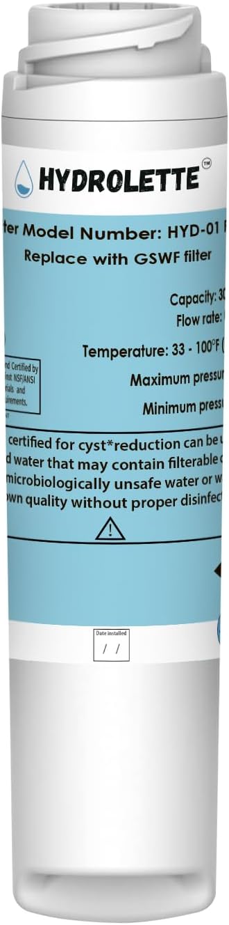 Replacement for GSWF Filter, HYD-01FG Compatible with GE GSWF Smart Water 46-9914 GTS18KHP GTS22KHP PTS22LH PTS25SHP PDS20MCP PDS20SCP, 1 Pack