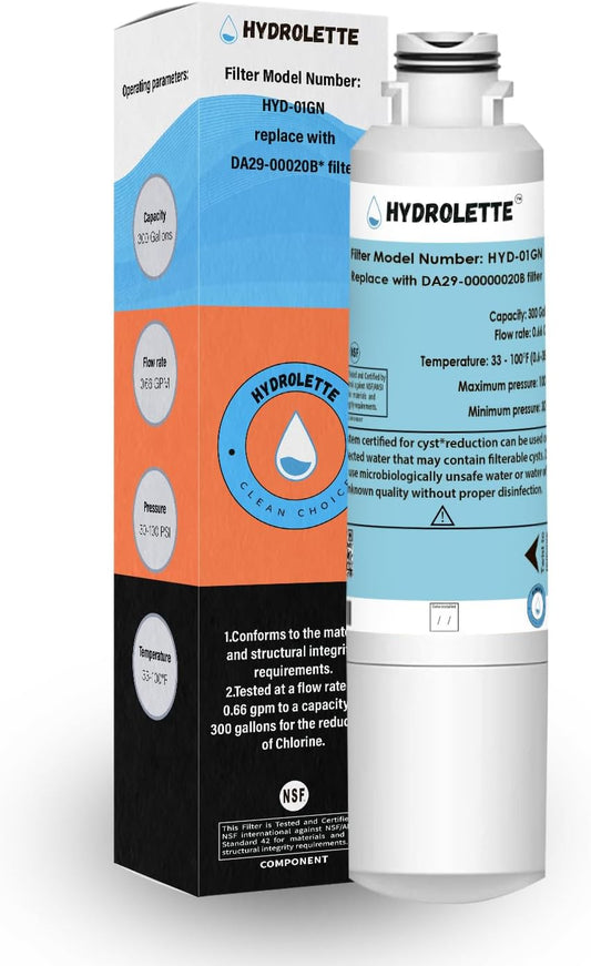 Water Filter Replacement for DA29-00020B, HYD-01GN Compatible with Samsung DA29-00020A/B RF28HMEDBSR FMS-2 HAF-CIN/EXP RF4287HARS DA97-08006A 469101, 1 Pack