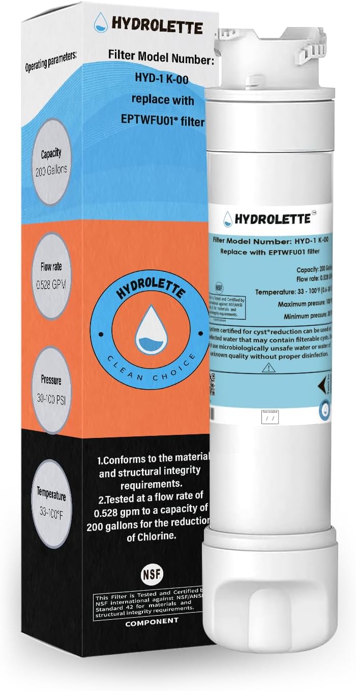 Water Filter Replacement for EPTWFU01, HYD-1K-00 Compatible with EPTWFU01 EPTWFU01C EWF02 PURE SOURCE ULTRA II 4562222 012505454226 807946701, 1 Pack
