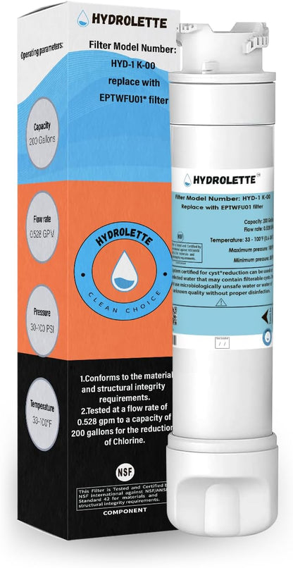 Water Filter Replacement for EPTWFU01, HYD-1K-00 Compatible with EPTWFU01 EPTWFU01C EWF02 PURE SOURCE ULTRA II 4562222 012505454226 807946701, 1 Pack