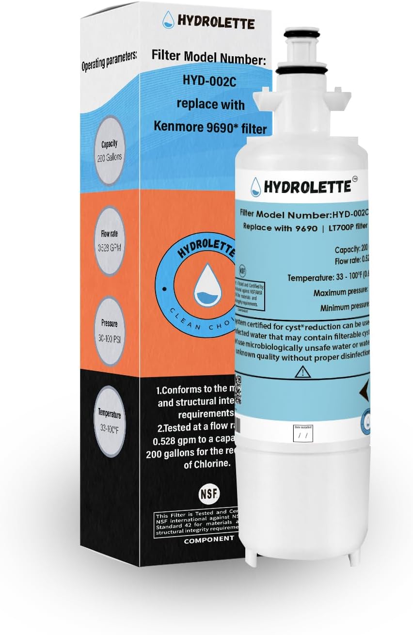 Water Filter Replacement for LG LT700P, HYD-002C Compatible with Kenmore 9690 469690 R-9690 ADQ36006101 ADQ36006102 LFXS29766S LFX31925ST 1 Pack