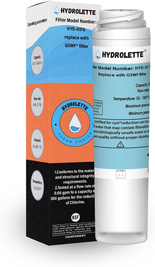 Replacement for GSWF Filter, HYD-01FG Compatible with GE GSWF Smart Water 46-9914 GTS18KHP GTS22KHP PTS22LH PTS25SHP PDS20MCP PDS20SCP, 1 Pack
