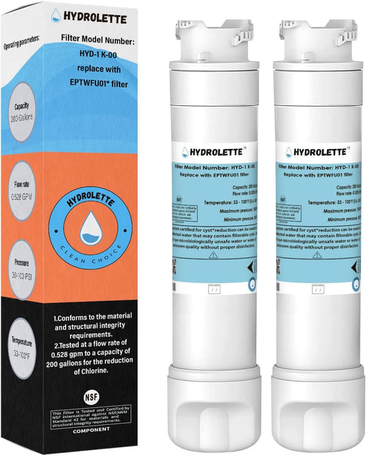 Water Filter Replacement for EPTWFU01, HYD-1K-00 Compatible with EPTWFU01 EPTWFU01C EWF02 PURE SOURCE ULTRA II 4562222 012505454226 807946701, 2 Pack