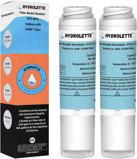 Water Filter Replacement for GE GSWF, HYD-01FG Compatible with GE GSWF Smart water 46-9914 GTS18KHP GTS22KHP PTS22LH PTS25SHP PDS20MCP PDS20SCP, 2 Pack