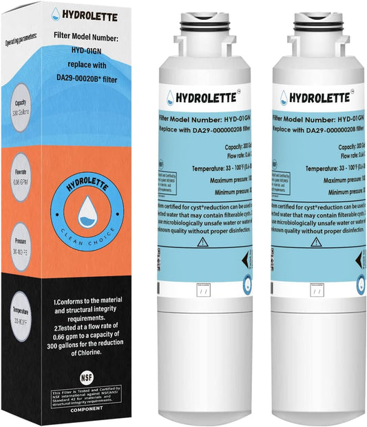Water Filter Replacement for DA29-00020B, HYD-01GN Compatible with Samsung DA29-00020A/B RF28HMEDBSR FMS-2 HAF-CIN/EXP RF4287HARS DA97-08006A 469101, 2 Pack