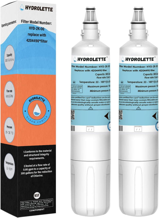 Water Filter Replacement for 4204490, HYD-2K-00 Compatible with Sub-Zero 4204490 4290510, 2 Pack